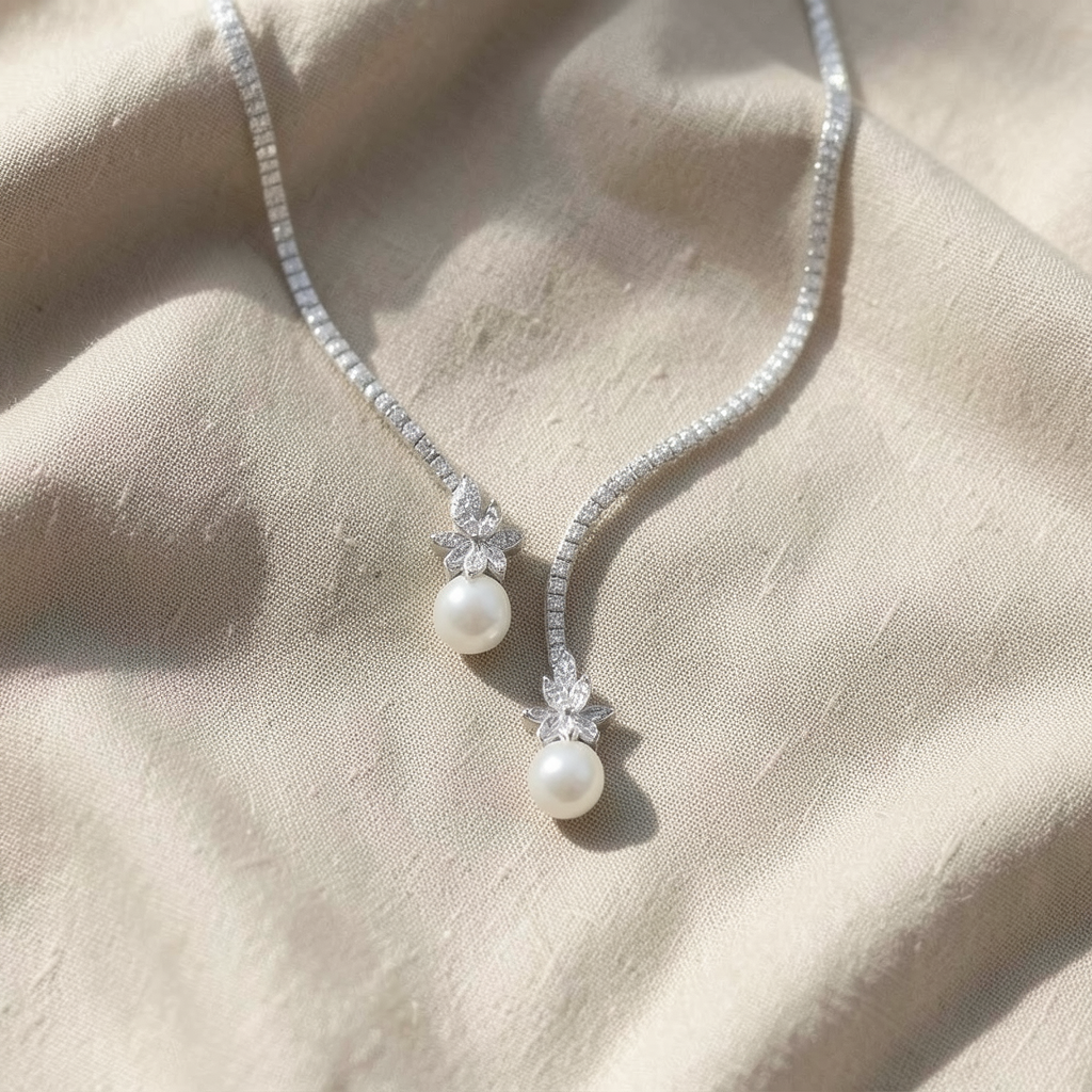 Elegante schimmernde Perlenkette