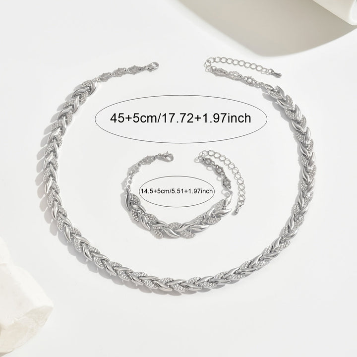 Elegantes Fischgrät-Set mit Kristallsteinen