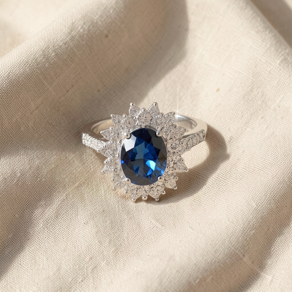 Goldener Ring Vionne mit Saphir