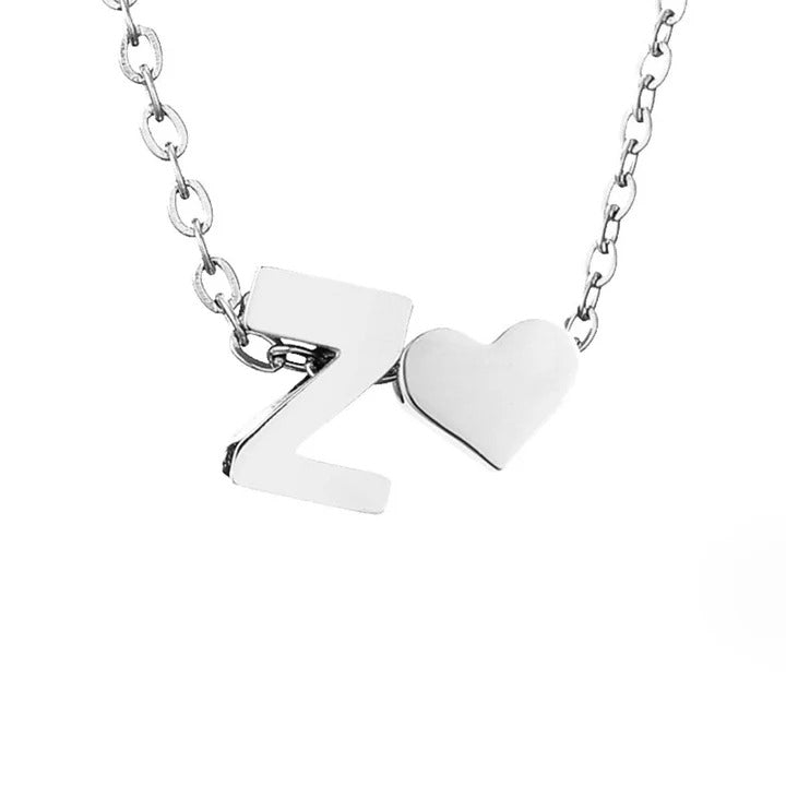 Silberne Halskette Ewige Liebe mit Buchstabe