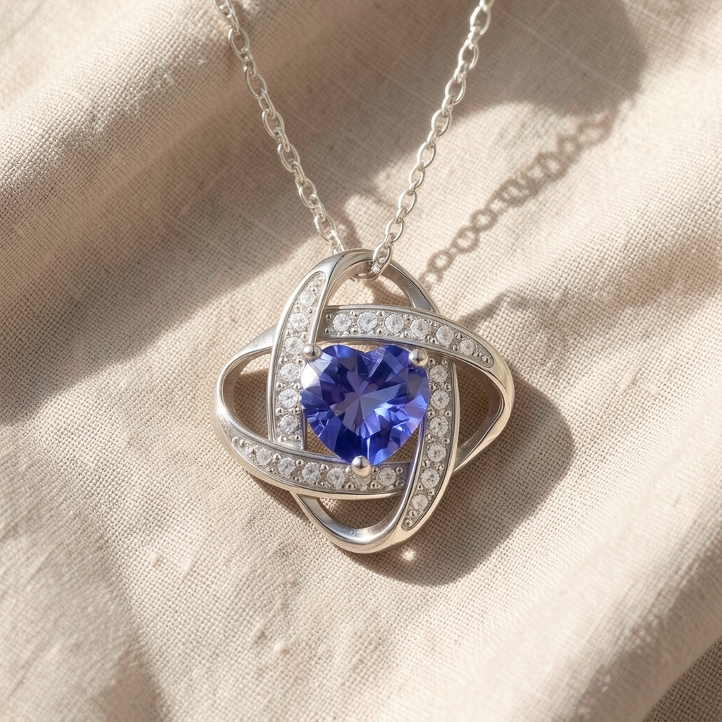 Halskette mit blauem Diamant | Weissgold