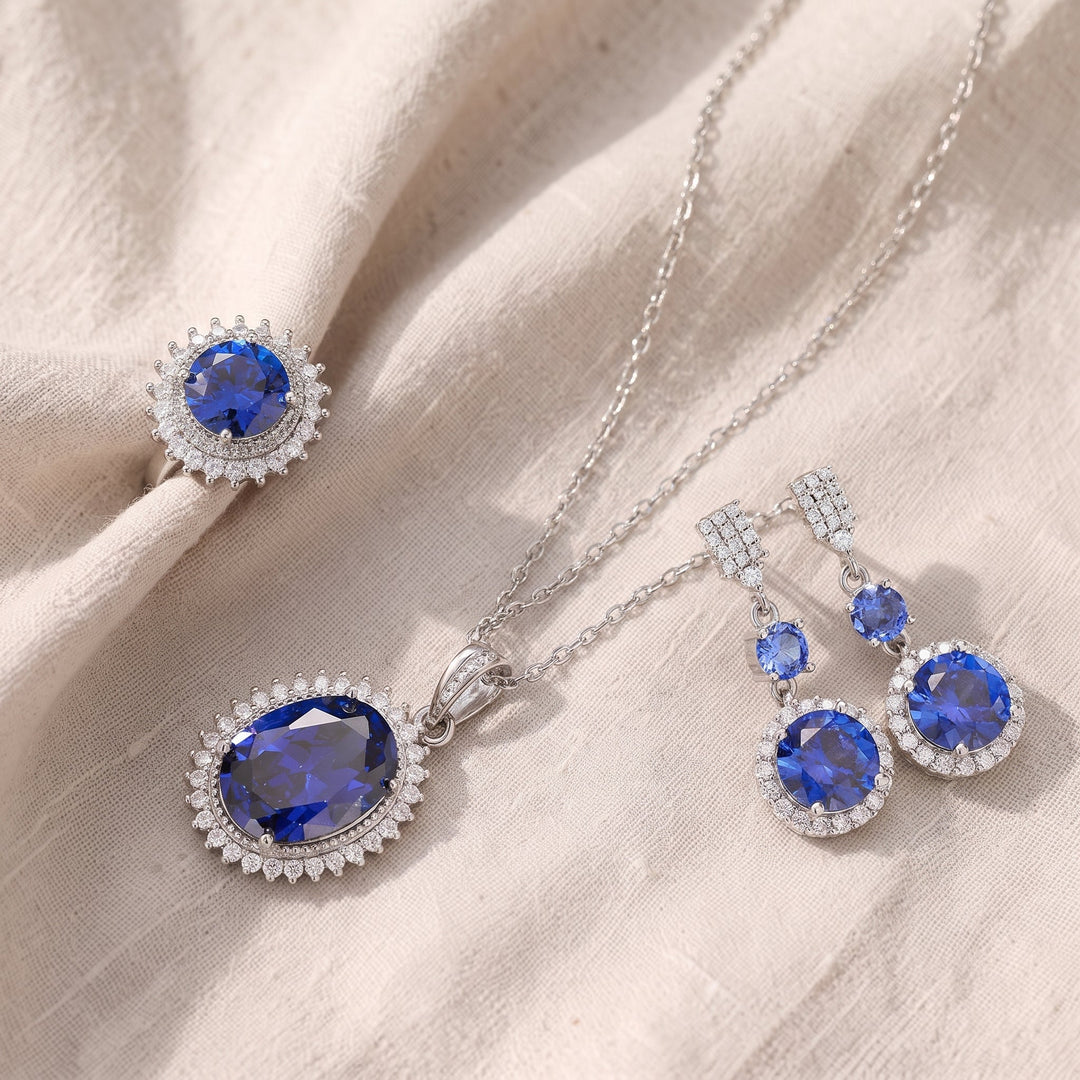 Blaues Set Aurielle Solwyn | Weissgold