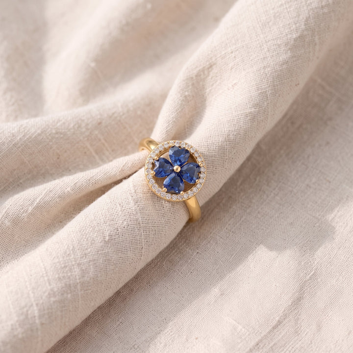 Drehring Herzen mit Saphir | Gold
