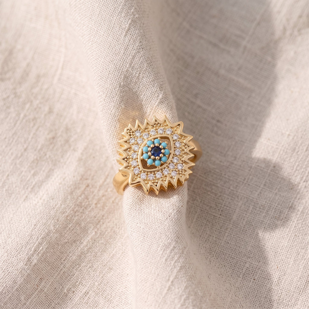 Drehring Sonnenschein mit Saphir | Gold
