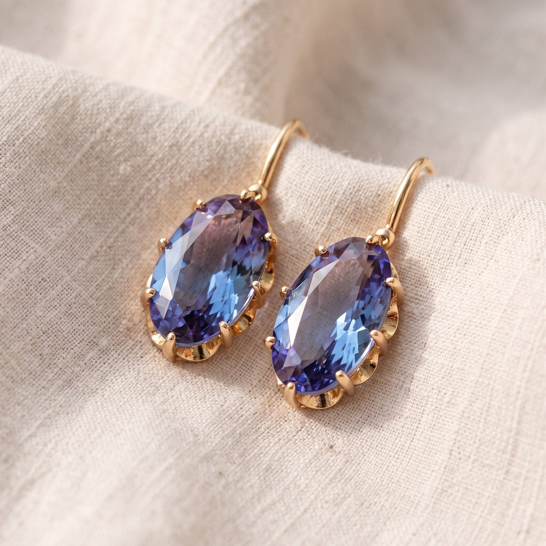 Ohrringe Blaue Blüte | Gold