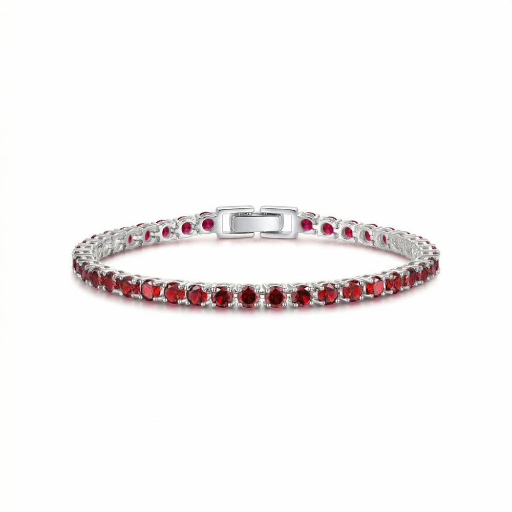 Tennisarmband mit Rubin | Weissgold