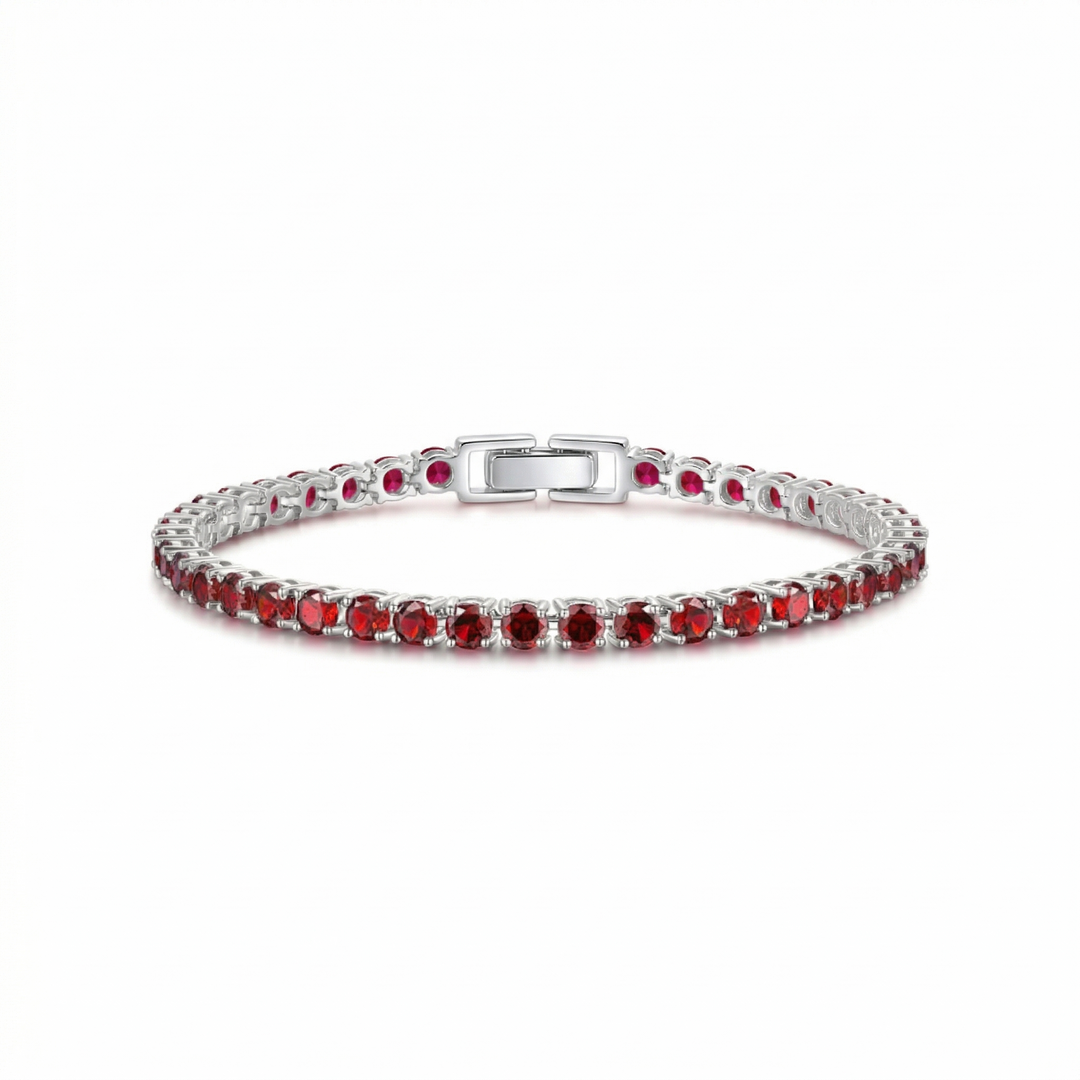 Tennisarmband mit Rubin | Weissgold