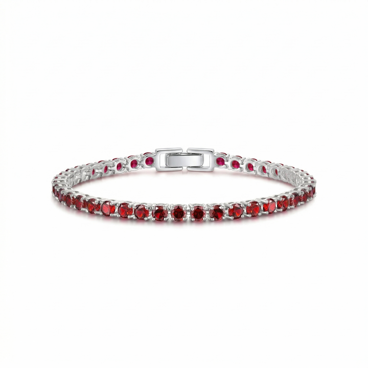 Tennisarmband mit Rubin | Weissgold