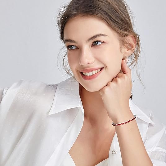 Tennisarmband mit Rubin | Weissgold