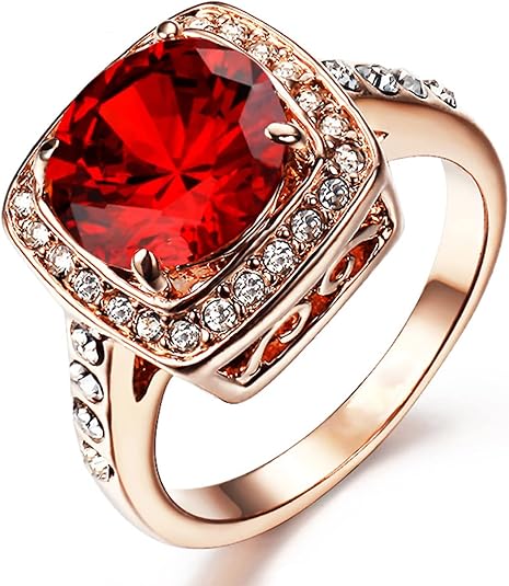 Auffälliger Halo-Ring mit Rubin | Roségold