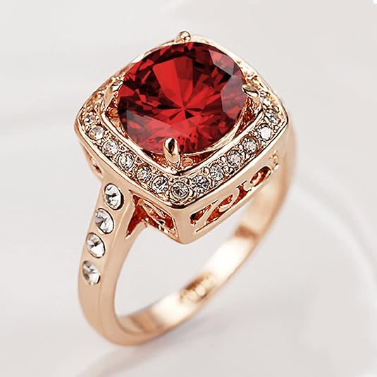 Auffälliger Halo-Ring mit Rubin | Roségold