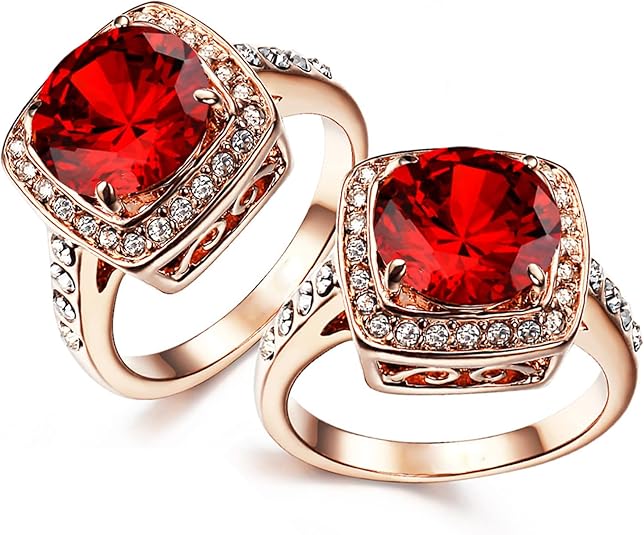Auffälliger Halo-Ring mit Rubin | Roségold