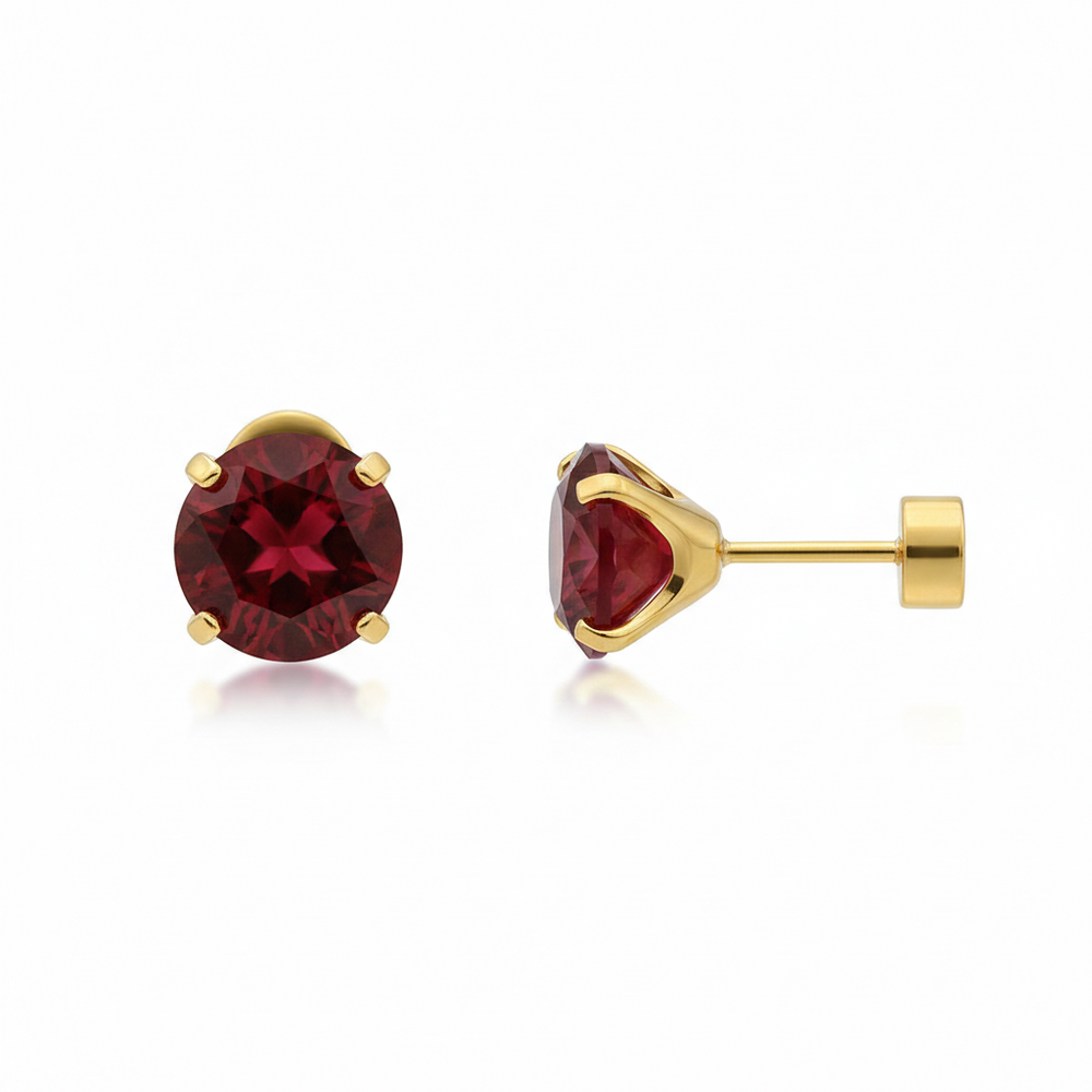 Runde Ohrringe mit Rubin | Gold