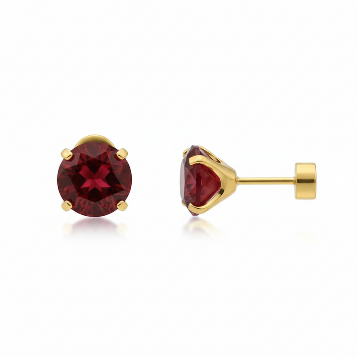 Runde Ohrringe mit Rubin | Gold