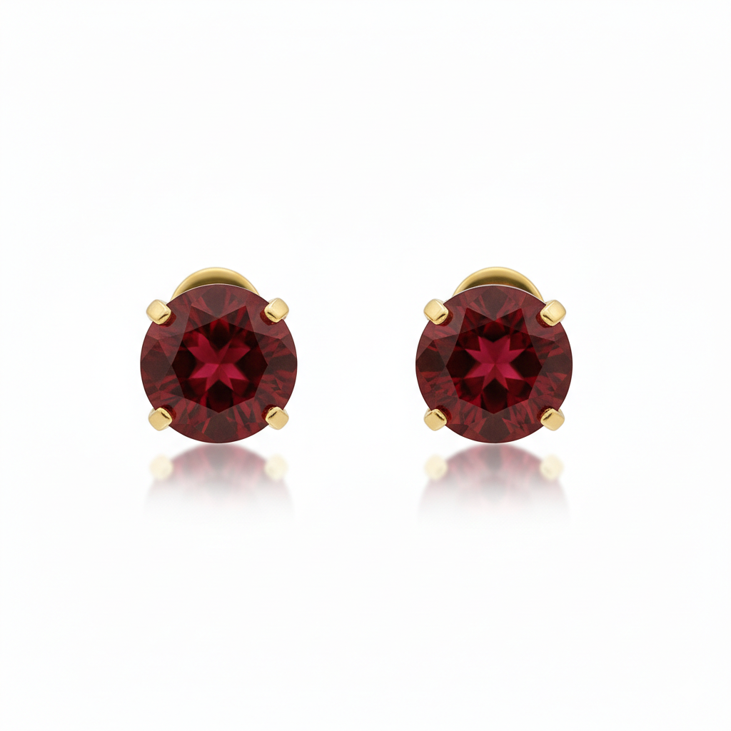 Runde Ohrringe mit Rubin | Gold