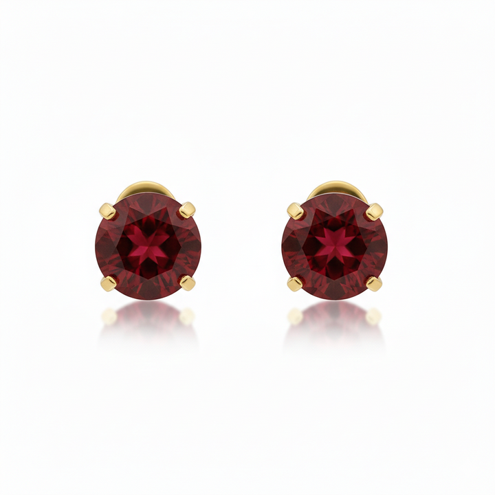 Runde Ohrringe mit Rubin | Gold