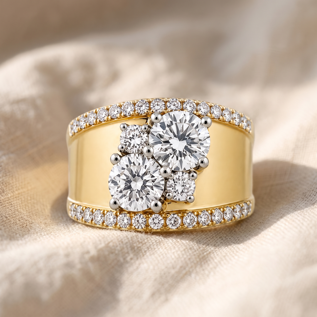 Vintage-Goldring Glanz mit Zirkonia