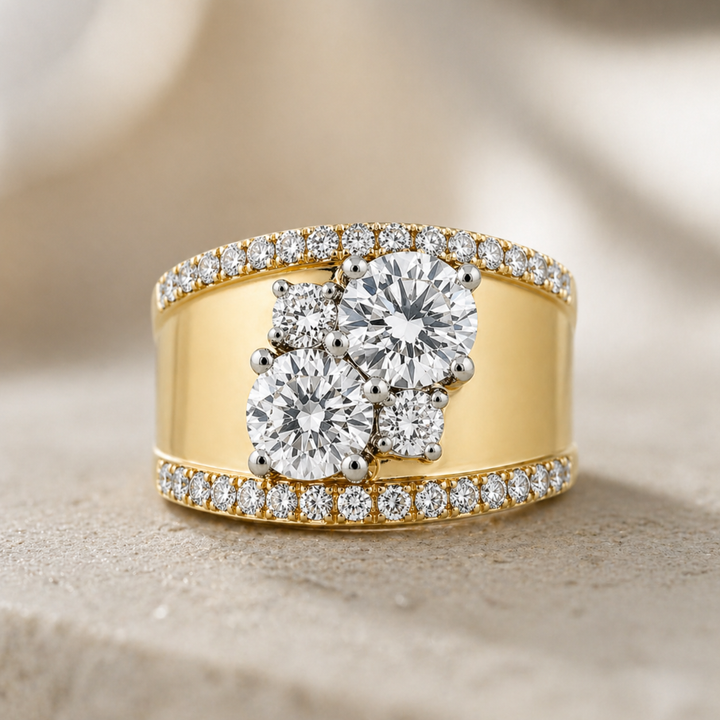 Vintage-Goldring Glanz mit Zirkonia