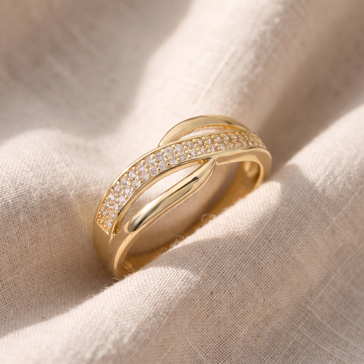 Klassischer Goldring Catherine mit Zirkonia