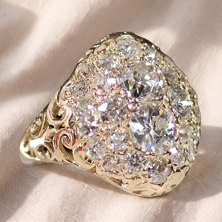 Vintage-Goldring mit rundem Diamant