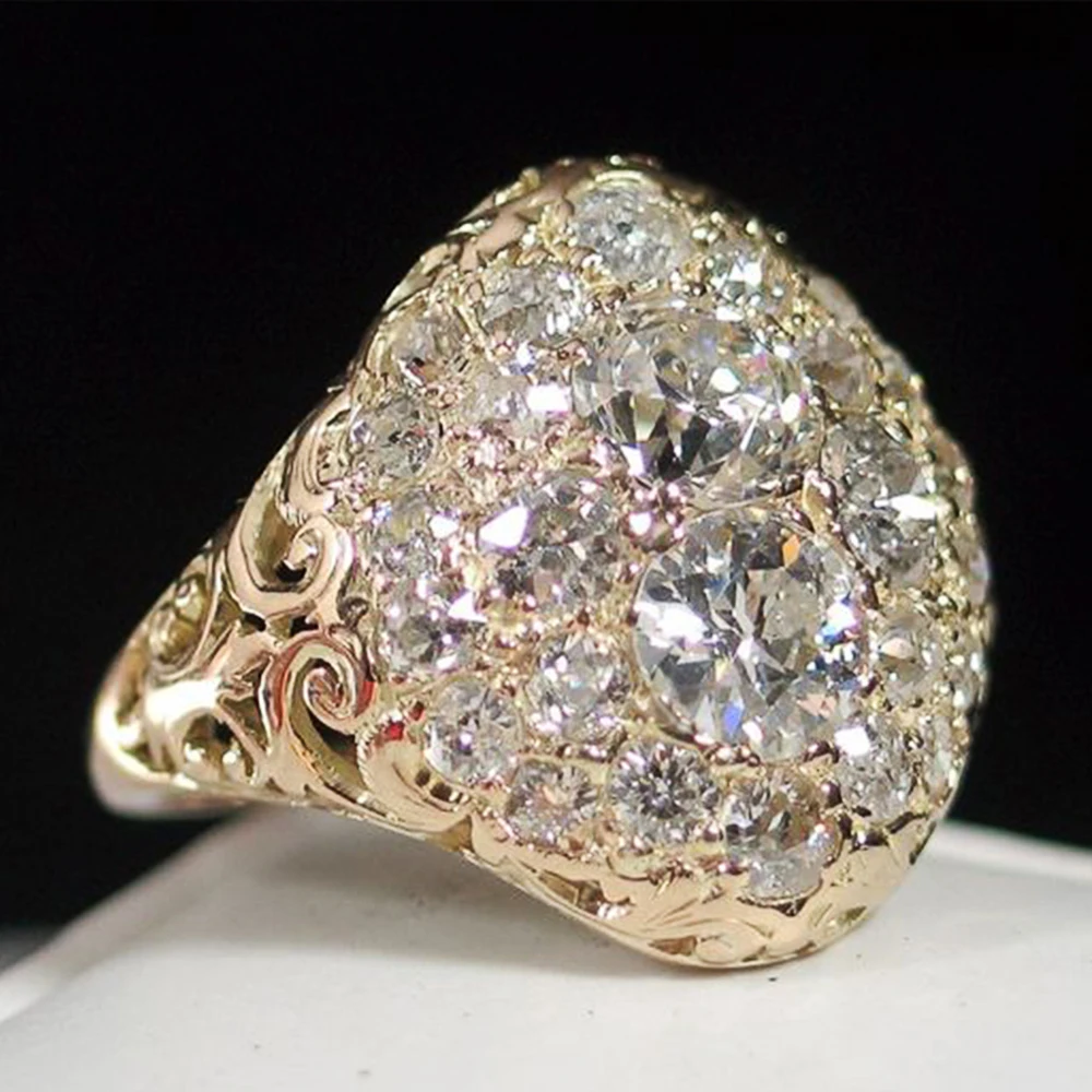 Vintage-Goldring mit rundem Diamant