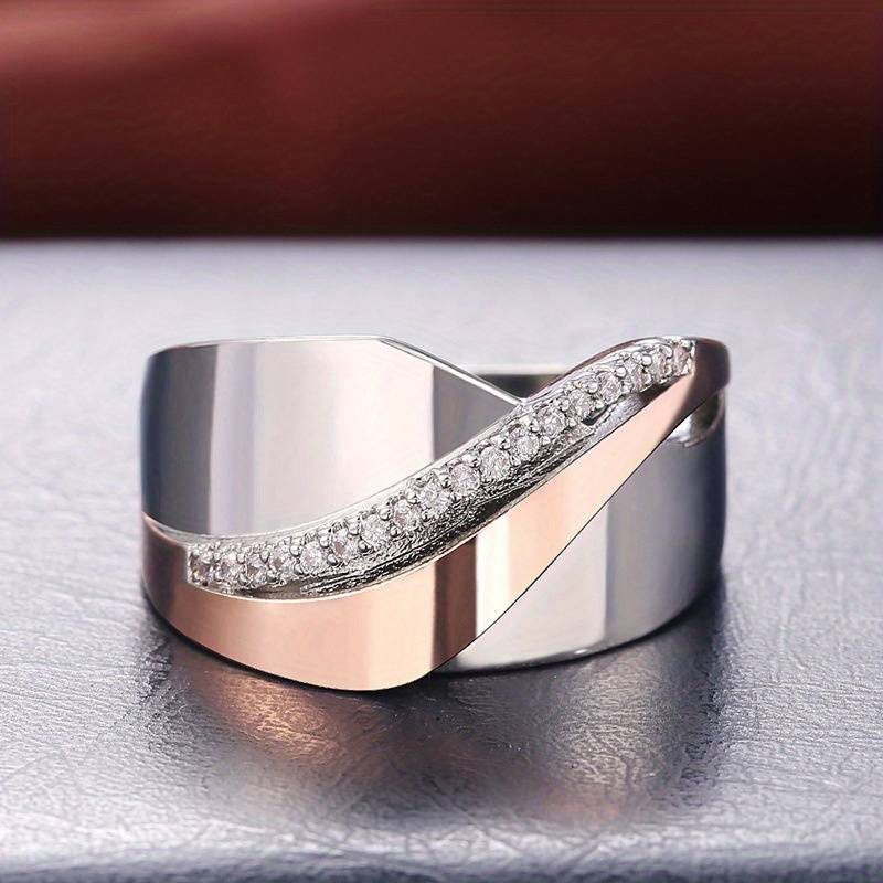 Vintage-Ring in Roségold und Silber mit Zirkonia