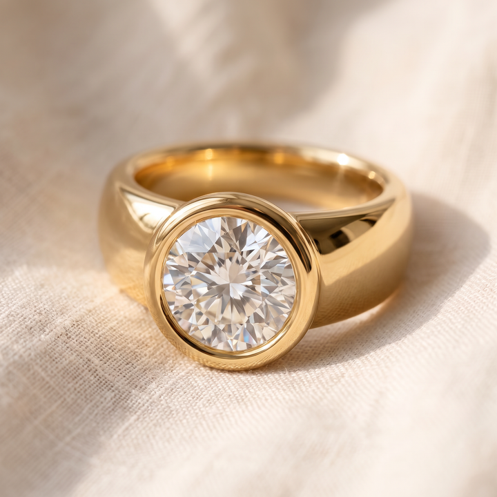 Geschmiedeter Vintage-Goldring mit Zirkonia