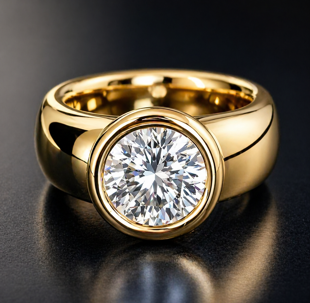 Geschmiedeter Vintage-Goldring mit Zirkonia