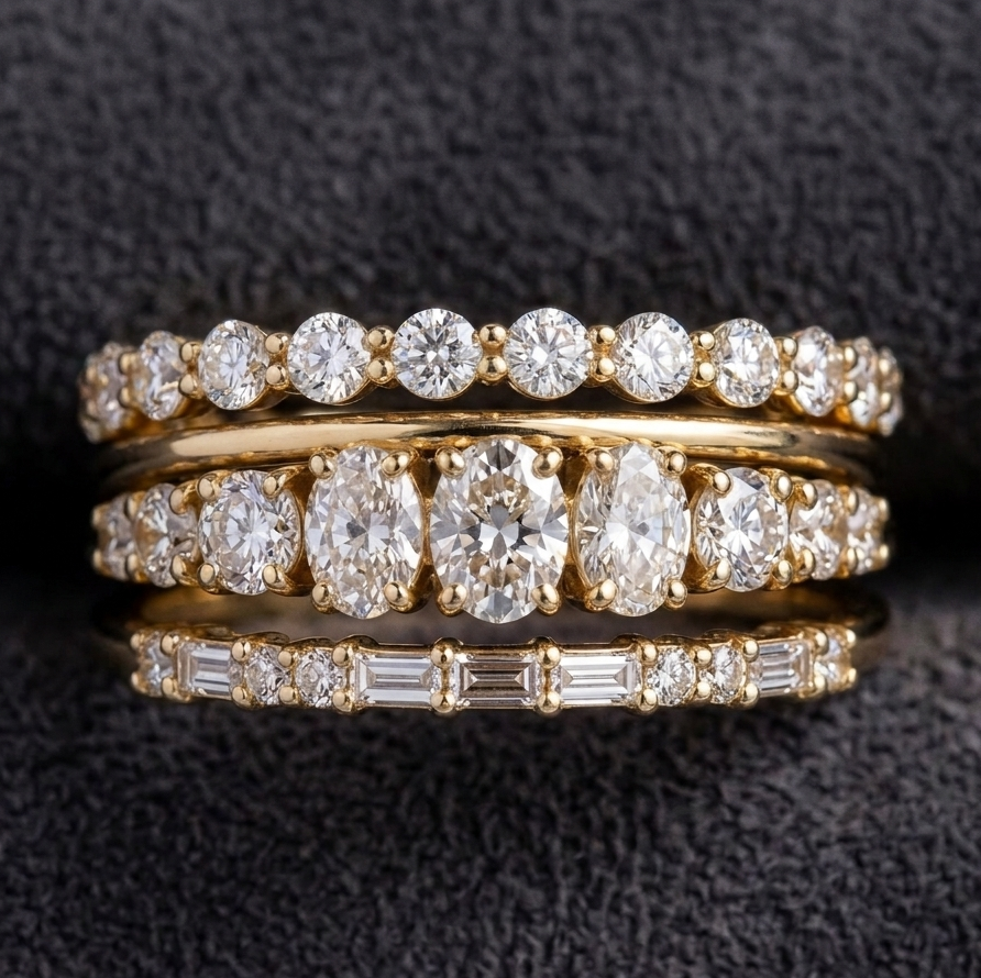 Elegantes Vintage-Ring-Set mit Zirkonia