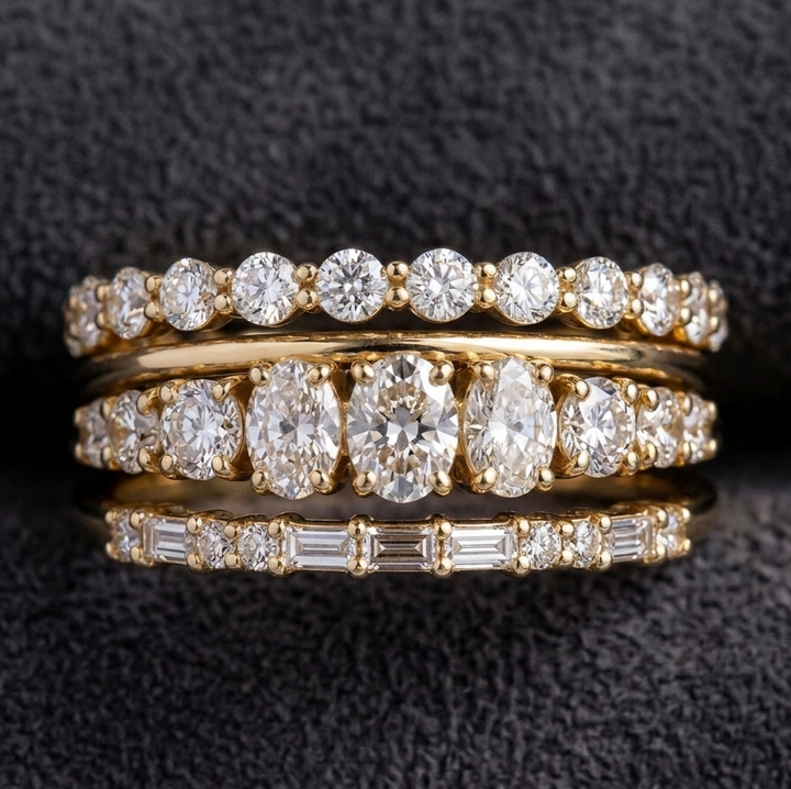 Elegantes Vintage-Ring-Set mit Zirkonia