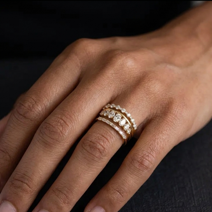 Elegantes Vintage-Ring-Set mit Zirkonia