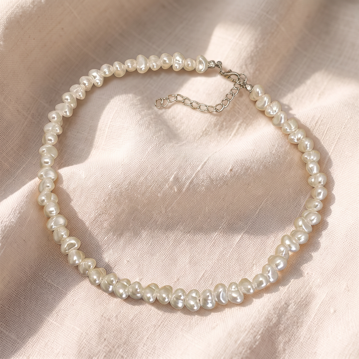 Perlenhalskette Halo | Weissgold